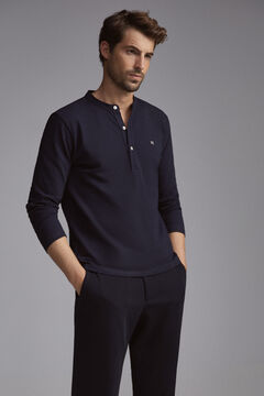 Pedro del Hierro Long-sleeved polo shirt Blue