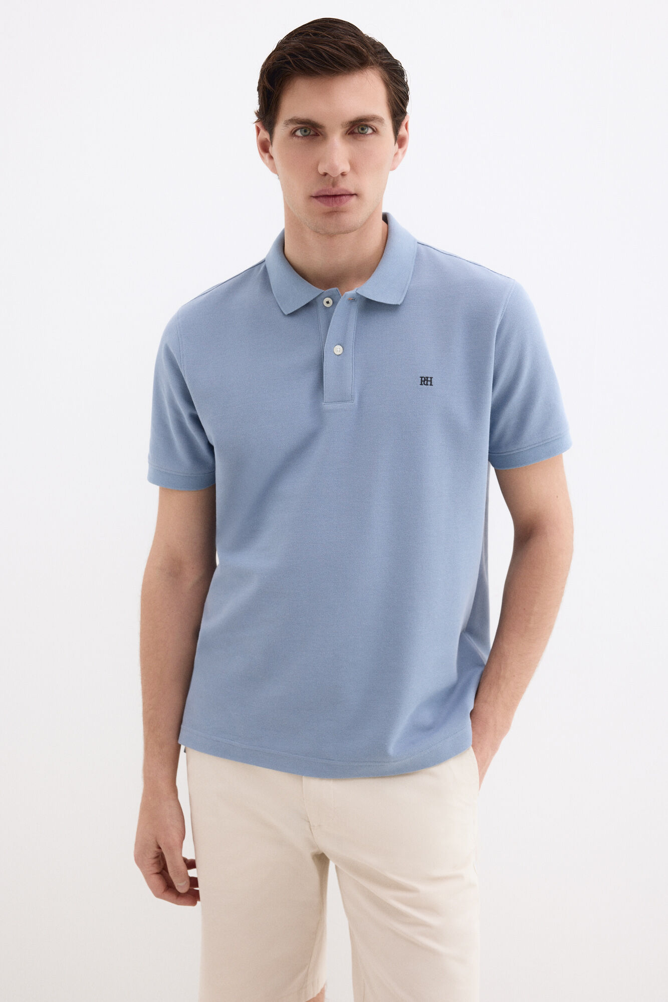 Pedro del Hierro Basic piqu&eacute; polo shirt Blue
