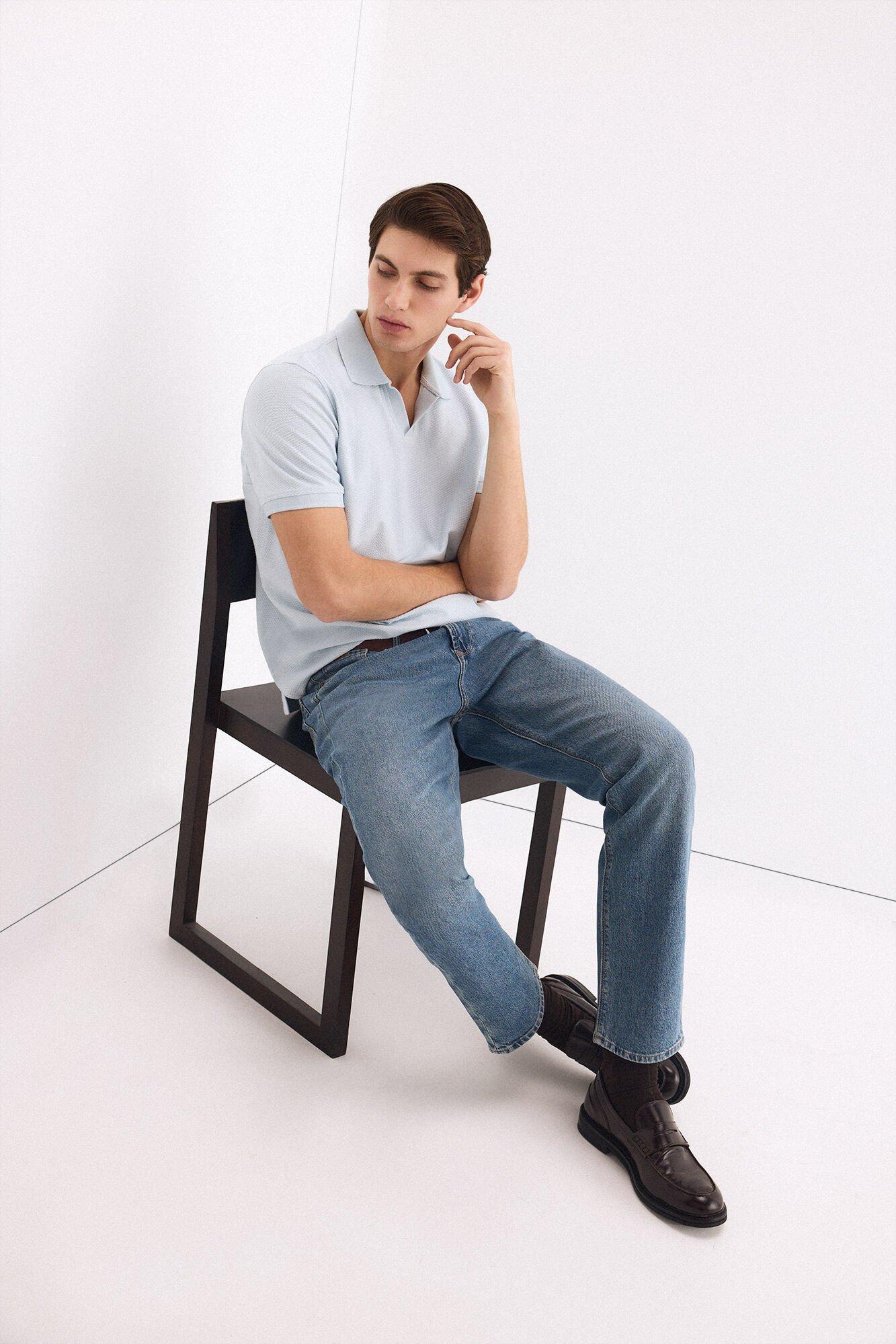 Pedro del Hierro Textured polo shirt Blue