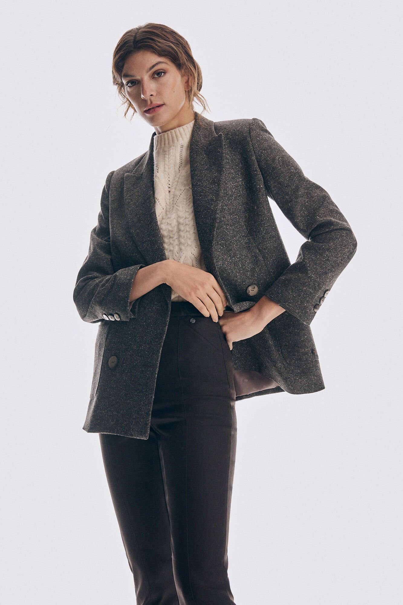 Pedro del Hierro TENCEL&reg;Lyocell faux leather leggings Brown