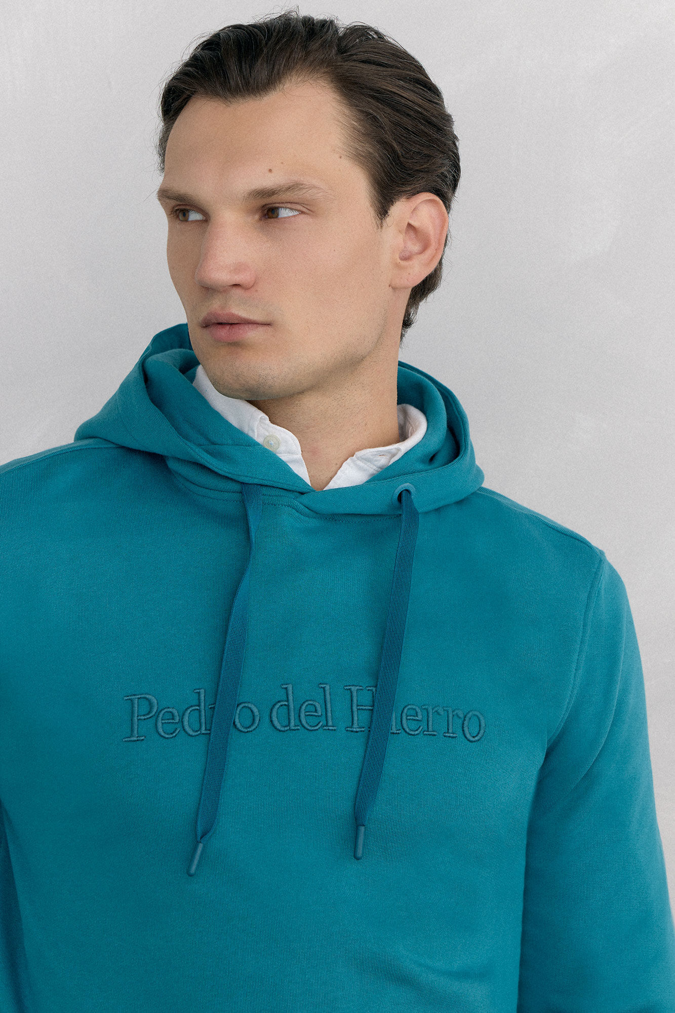 Pedro del Hierro Sudadera capucha con logo Turquesa