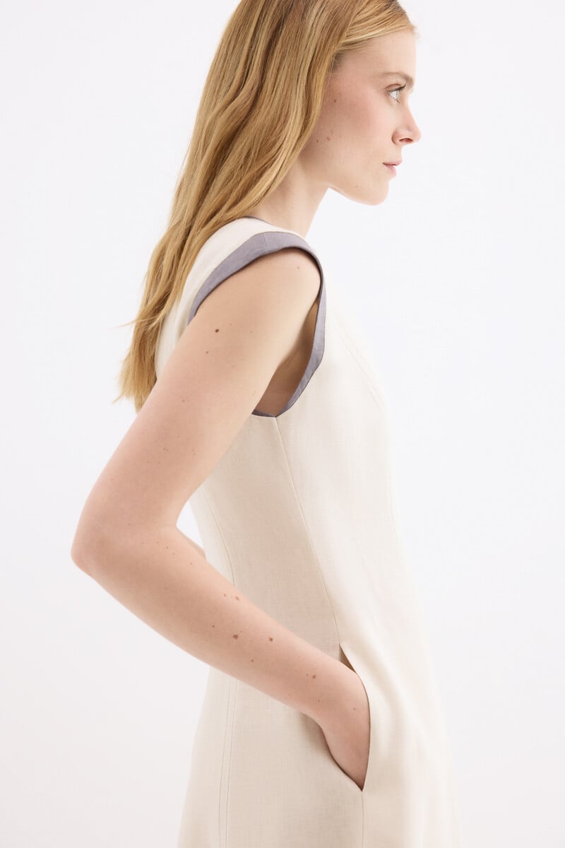 Pedro del Hierro Midi slit dress Ecru