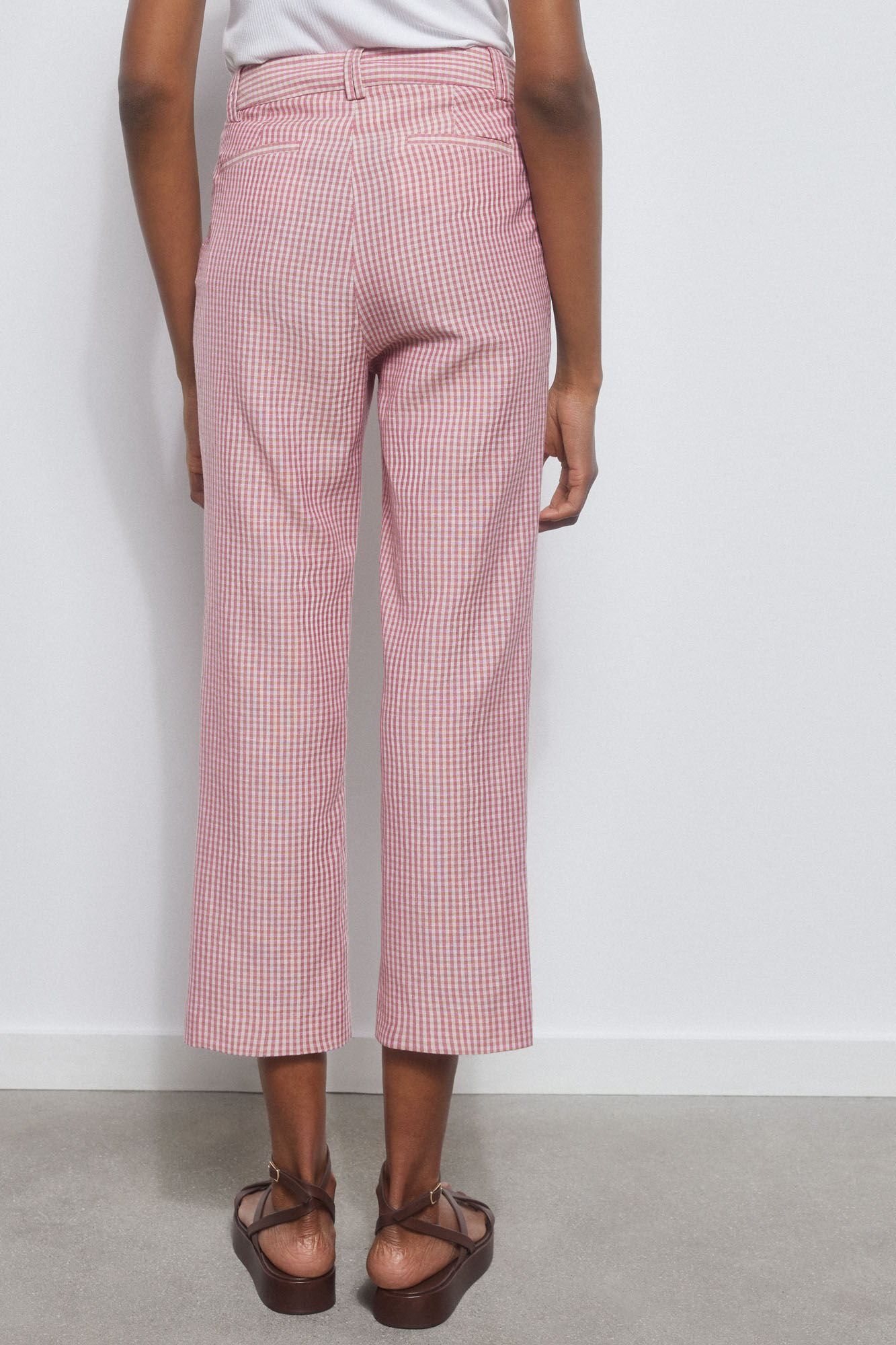 Pedro del Hierro Pantalon recto vichy Rosa