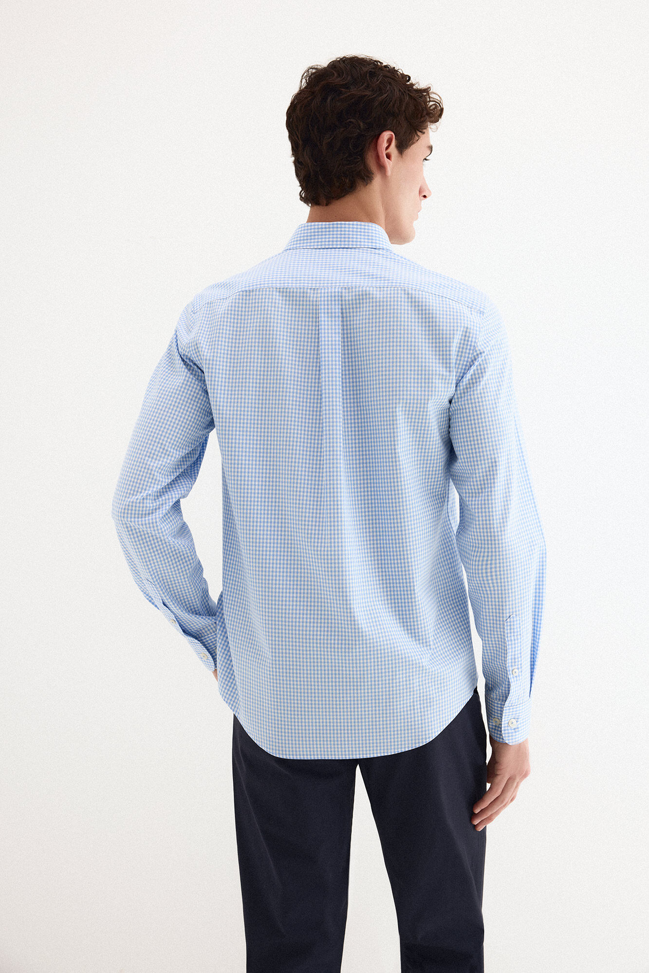 Pedro del Hierro Camisa non iron + antimanchas cuadro vichy Azul