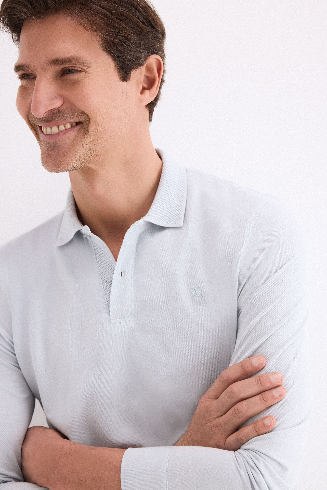 Pedro del Hierro Long sleeve polo shirt Blue