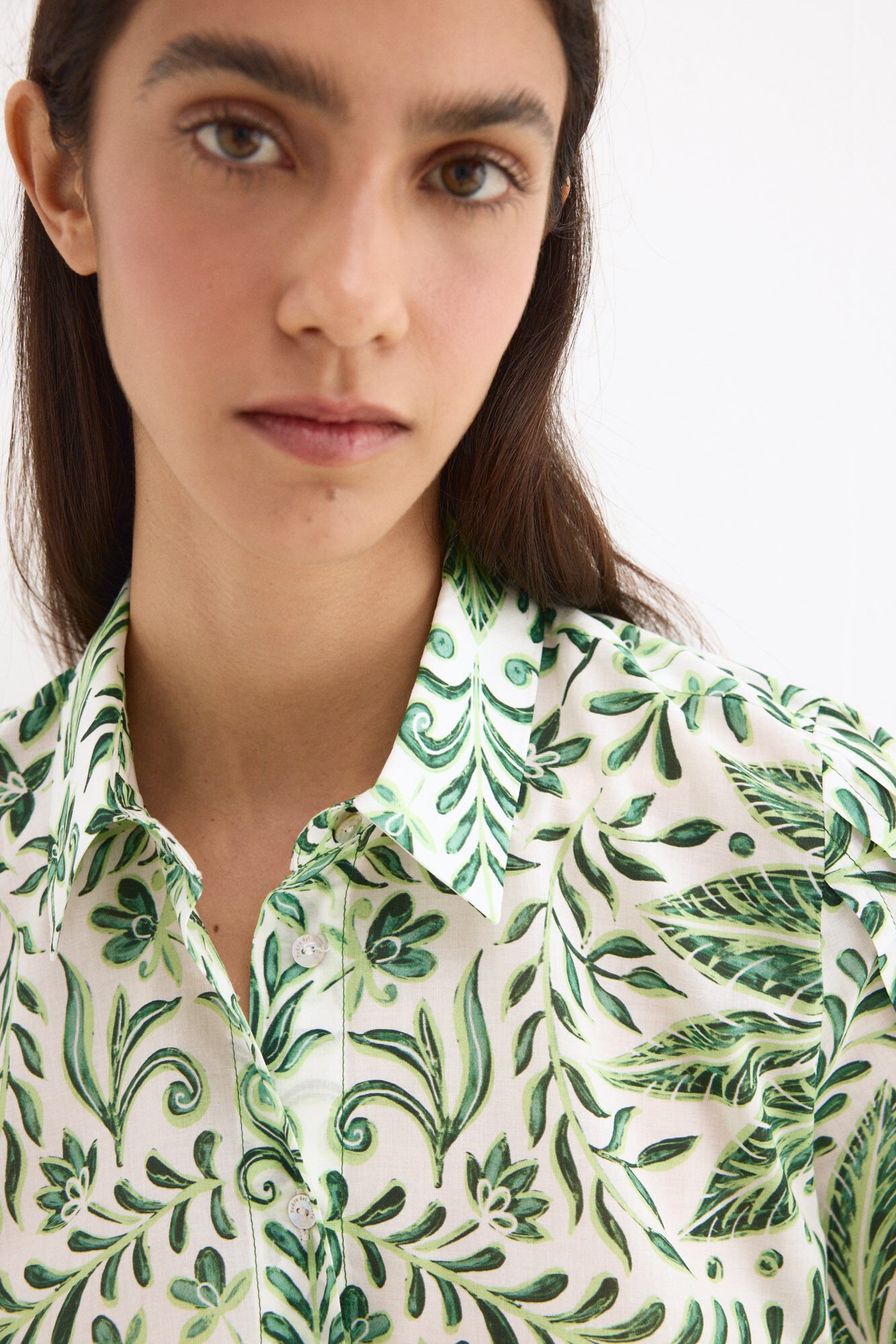 Pedro del Hierro Camisa estampada de manga curta Verde