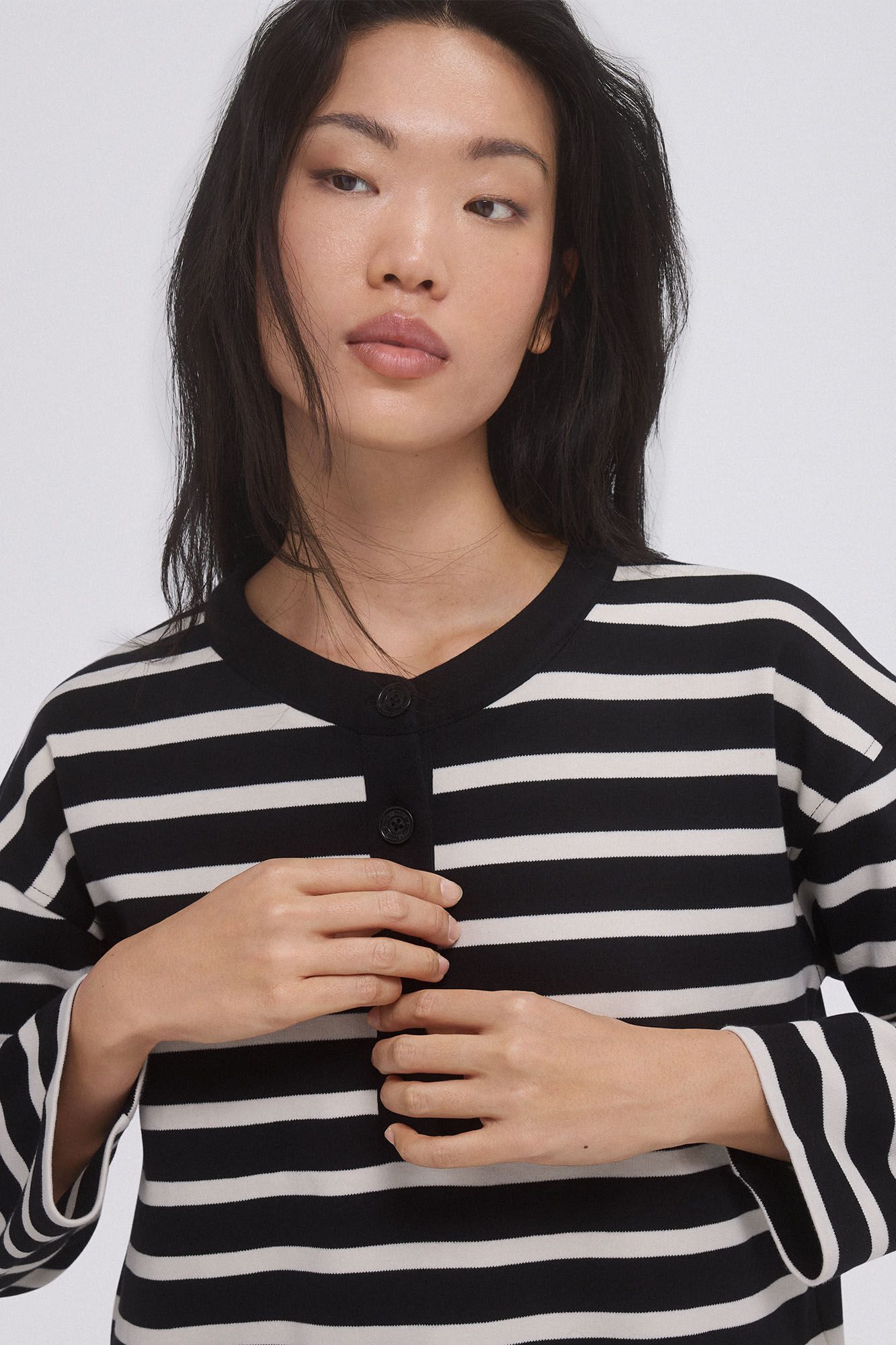 Pedro del Hierro Sudadera rayas botones Negro