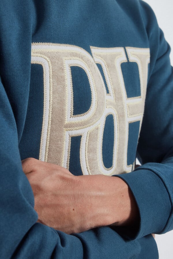 Pedro del Hierro crew neck sweatshirt logo Blue