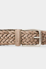 Pedro del Hierro Braided split leather belt Beige