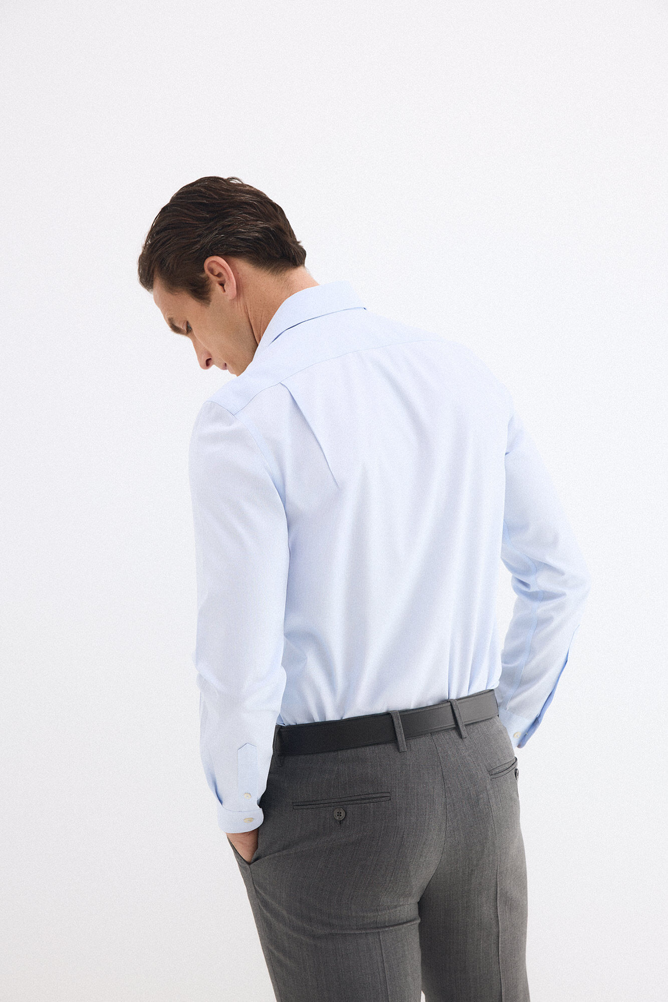 Pedro del Hierro Striped non-iron stain-resistant dress shirt Blue