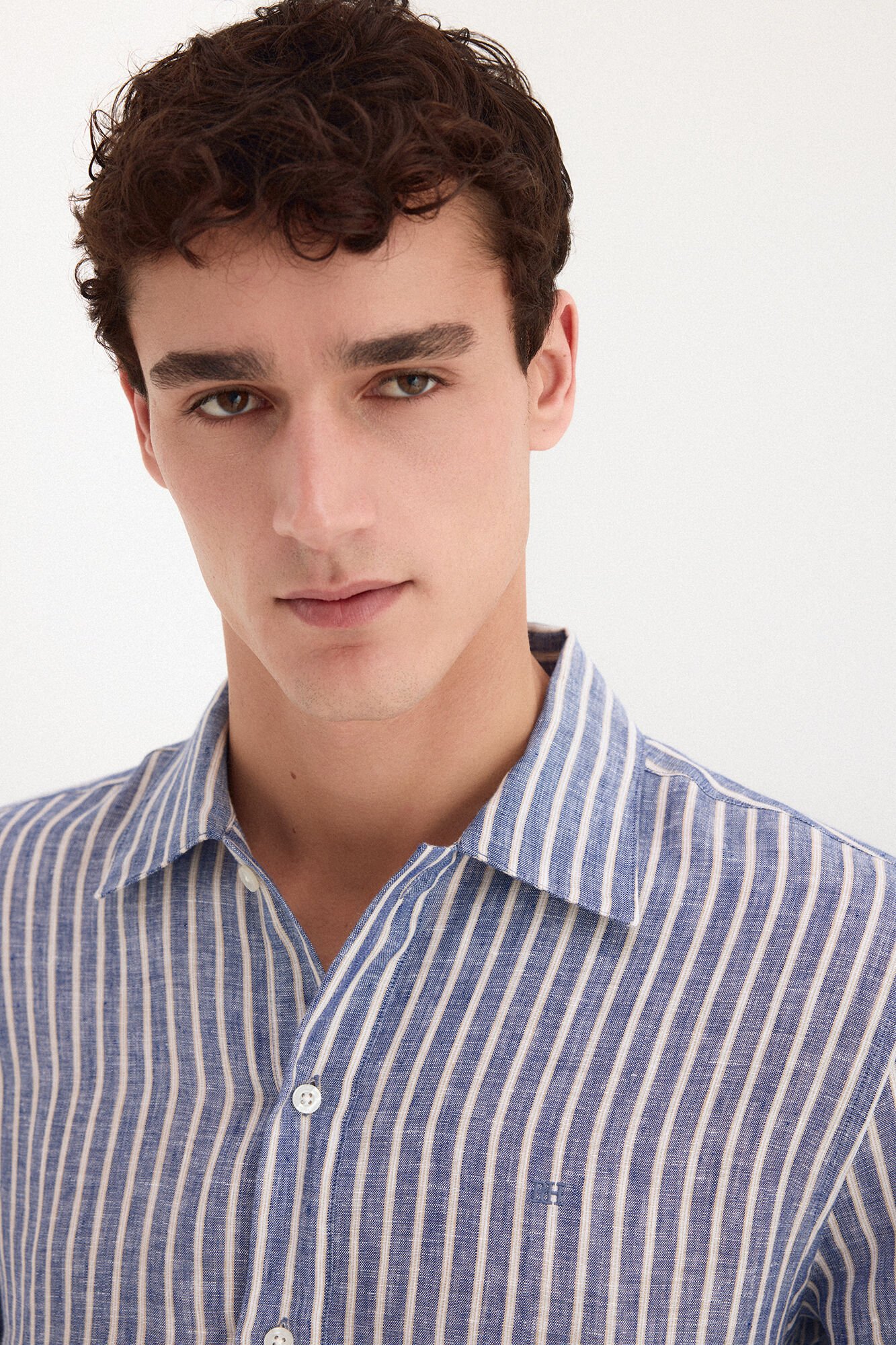 Pedro del Hierro Linen plaid top