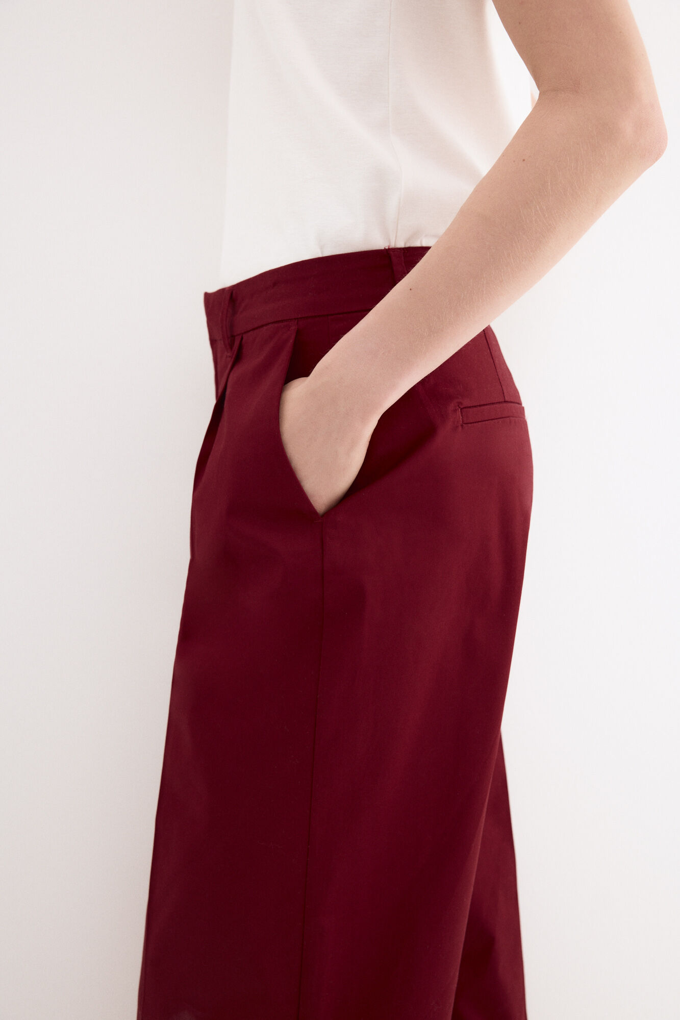 Pedro del Hierro Classic wide leg trousers Burgundy