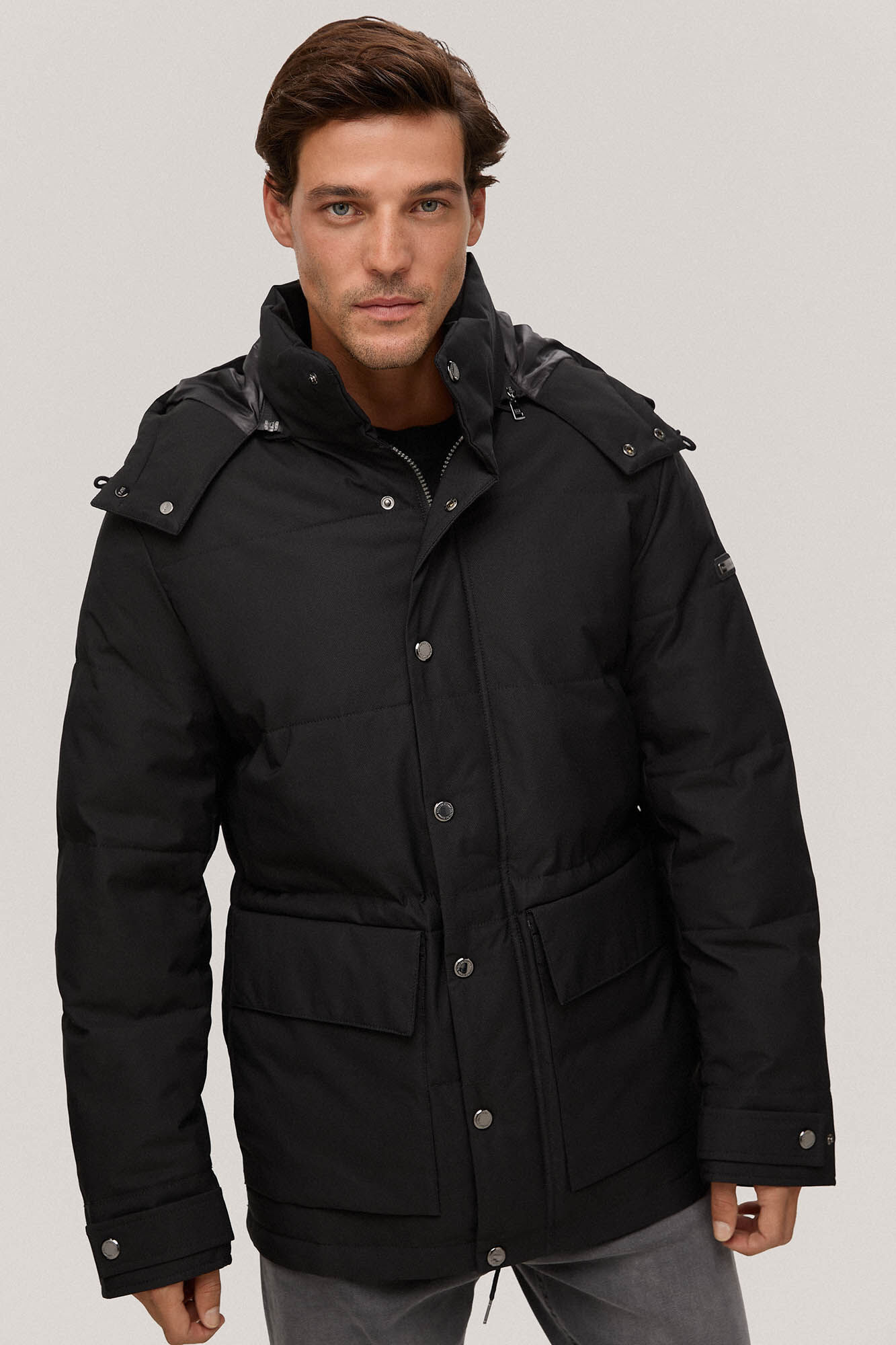 Pedro del Hierro Parka corta con capucha Negro