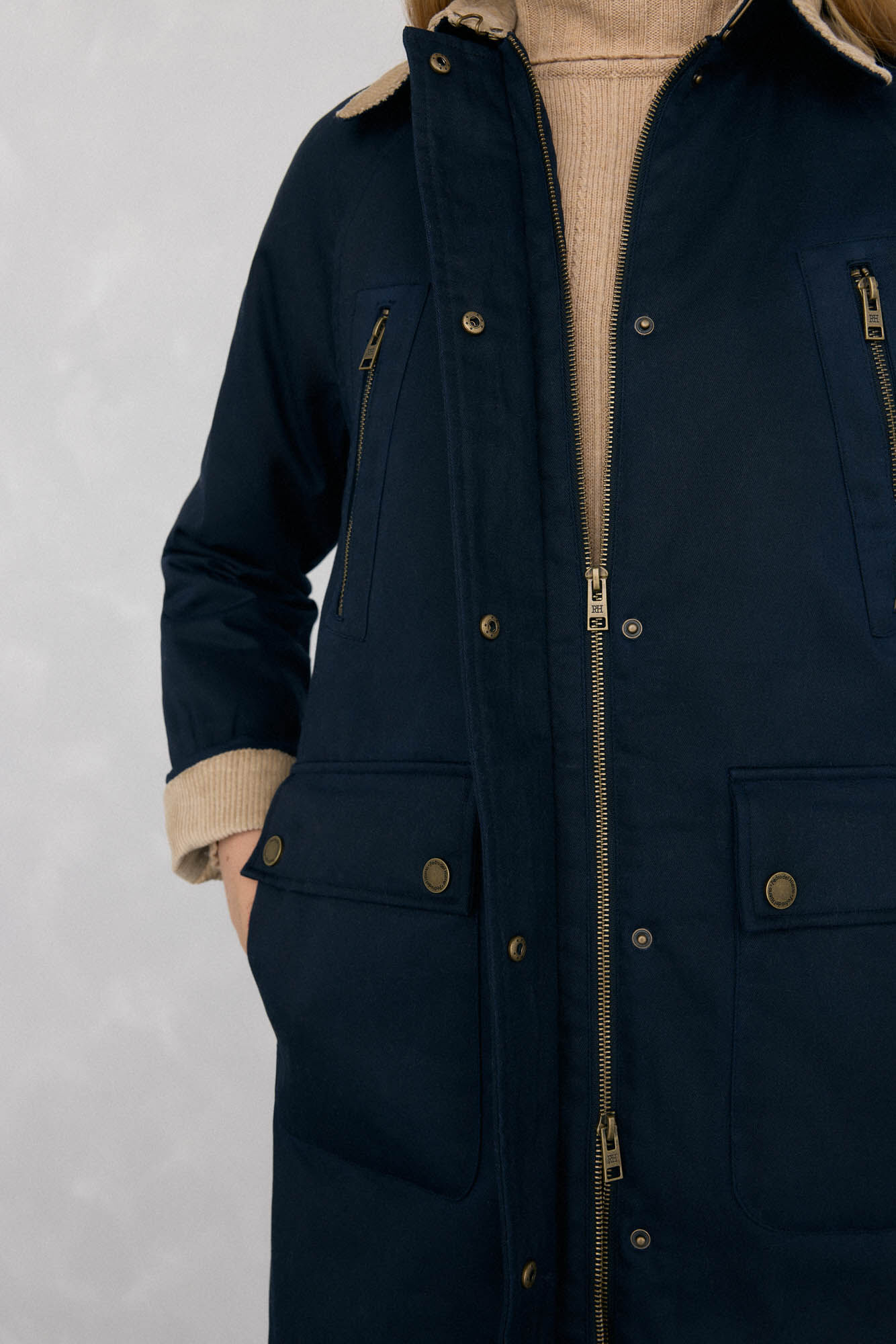 Pedro del Hierro Parka longa encerada Azul