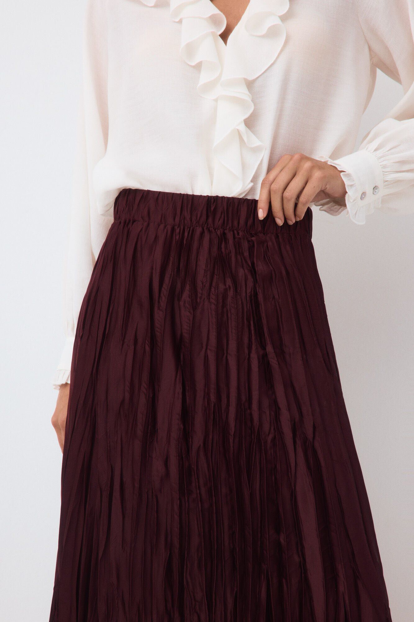 Pedro del Hierro Pleated skirt Burgundy
