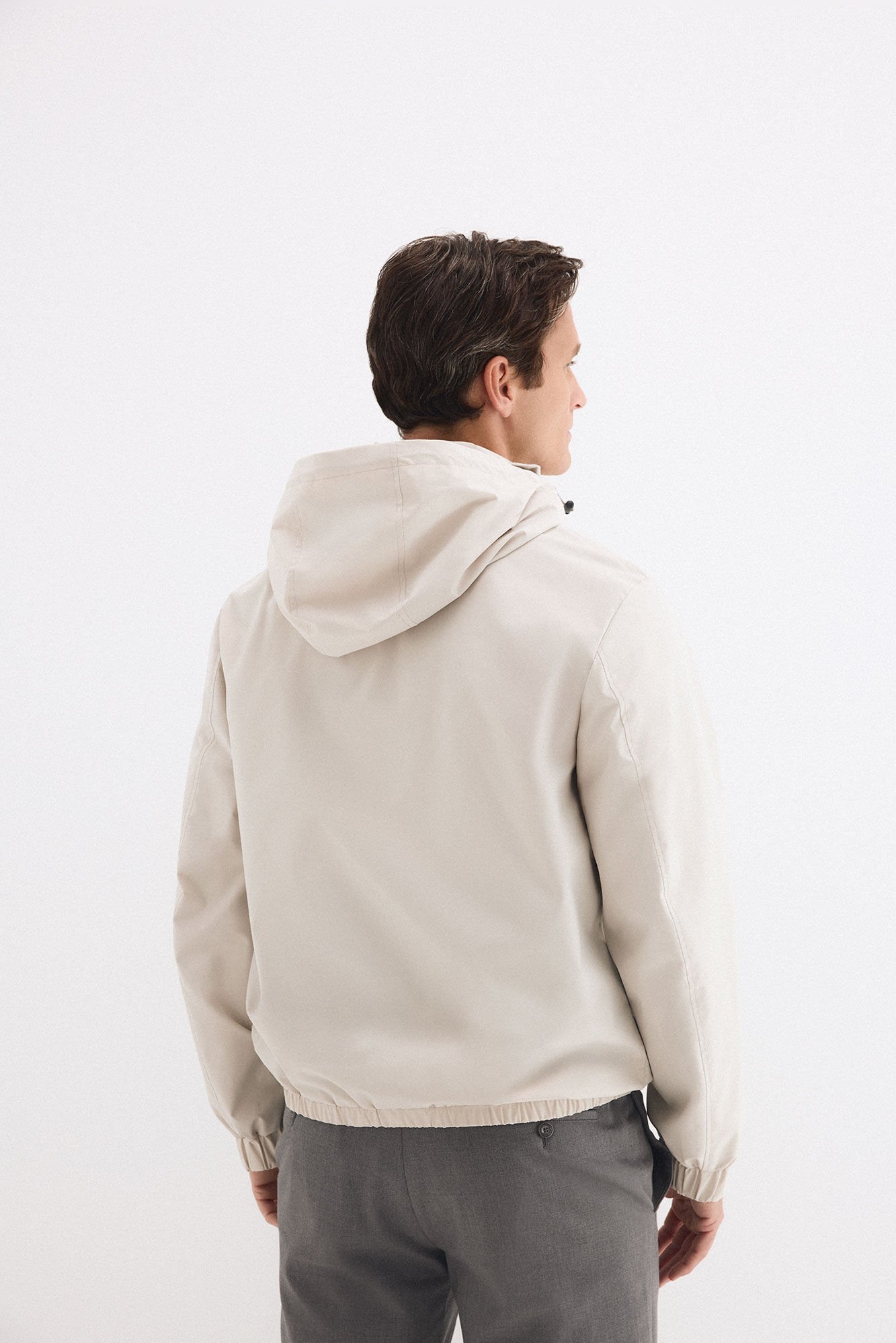 Pedro del Hierro Technical lightweight hooded jacket Beige