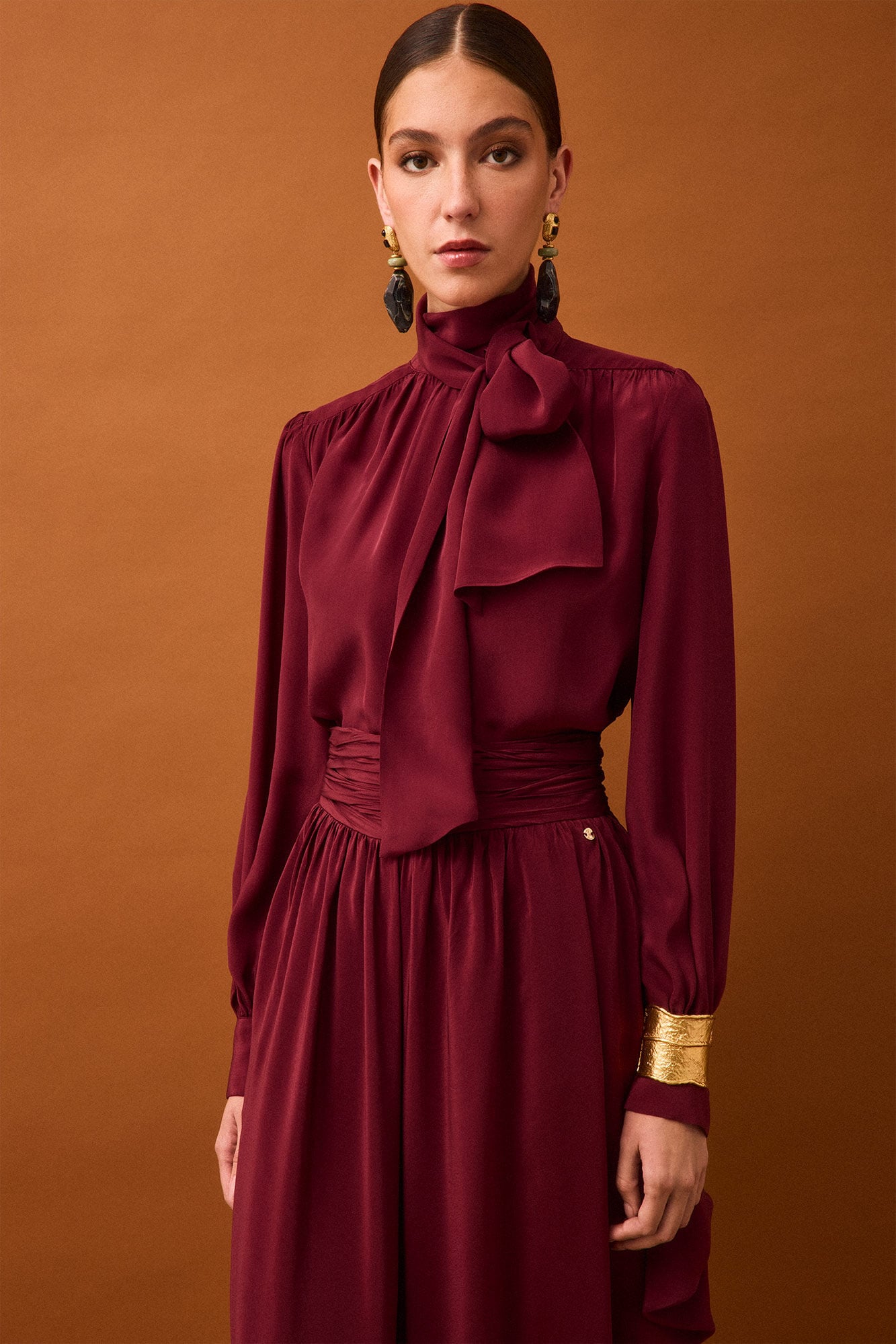 Pedro del Hierro Bow parade blouse Brown