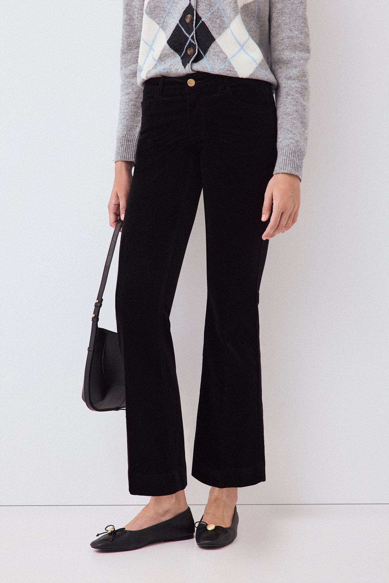 Pedro del Hierro Pantalones flare cropped velvet