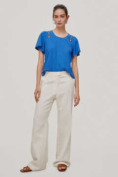 Pedro del Hierro Gemstone embellished short-sleeved T-shirt Turquoise