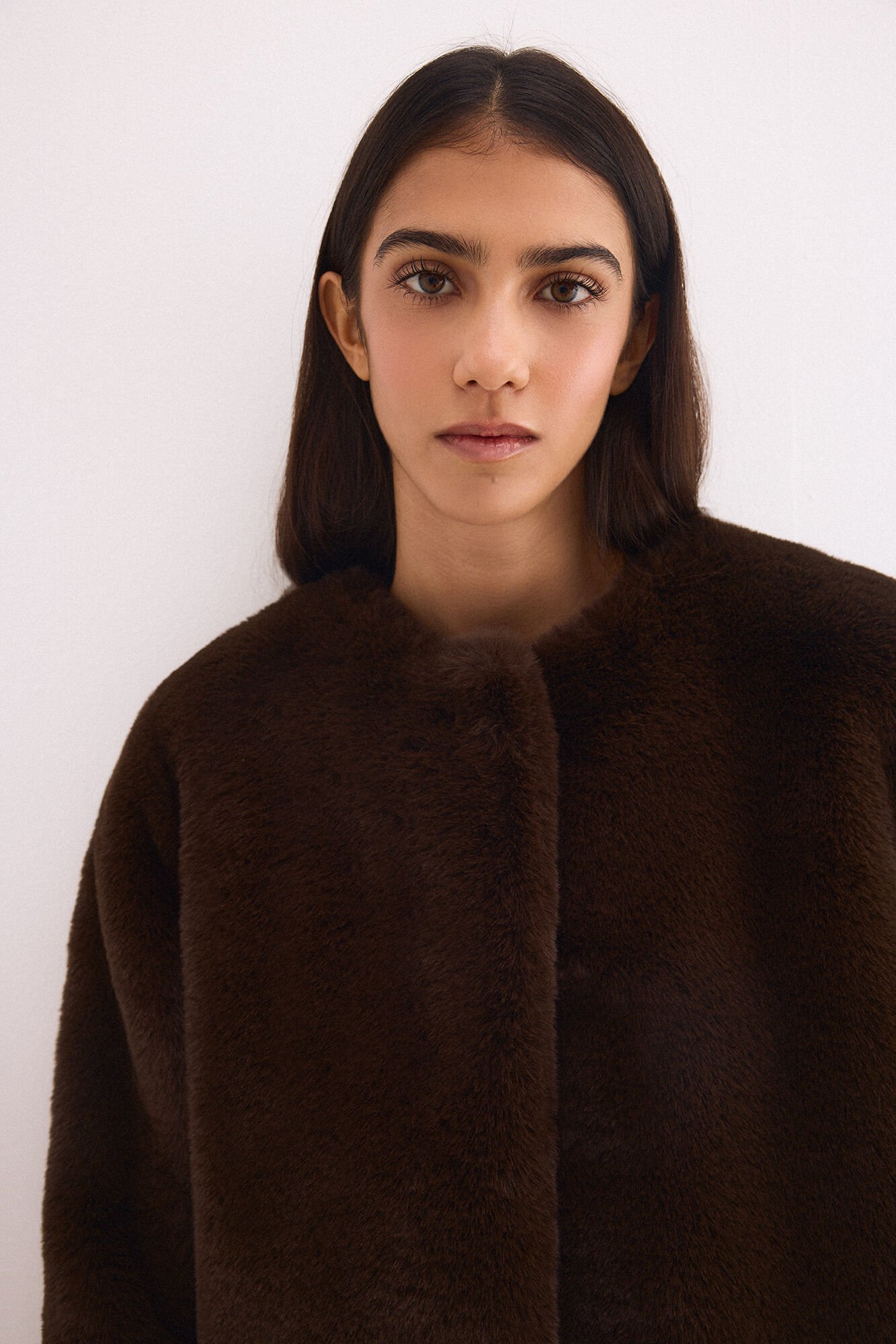 Pedro del Hierro Faux fur coat Brown