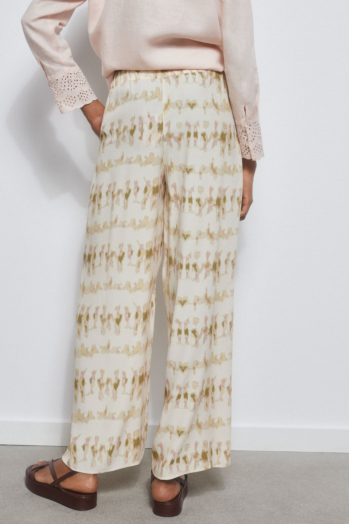 Pedro del Hierro Printed wide-leg trousers Green