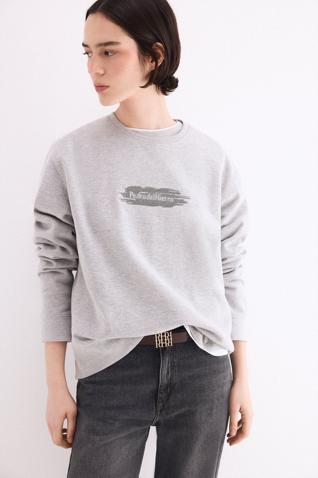 Pedro del Hierro Embroidered logo sweatshirt PdH Grey