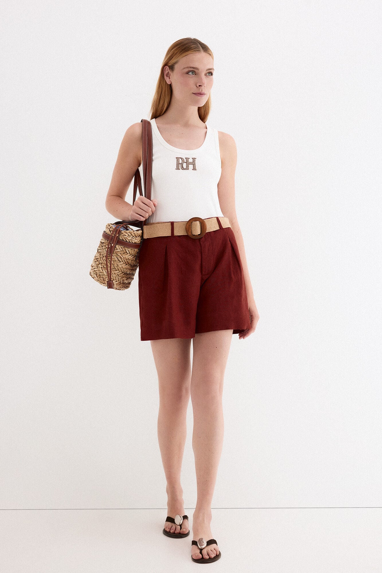 Pedro del Hierro Vest top with logo and gemstones White