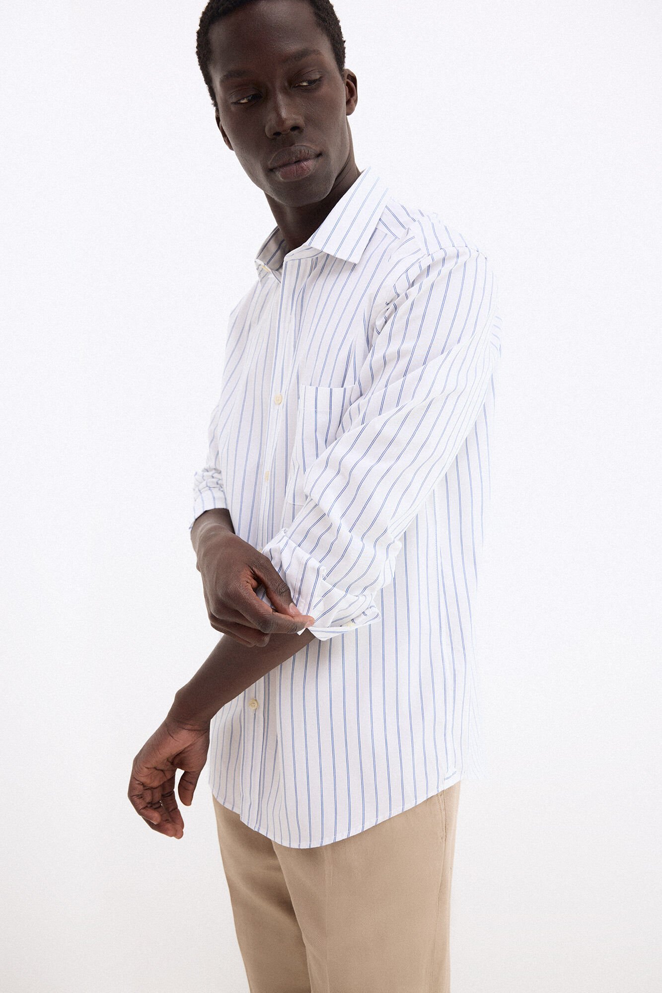 Pedro del Hierro Camisa rayas tejido italiano