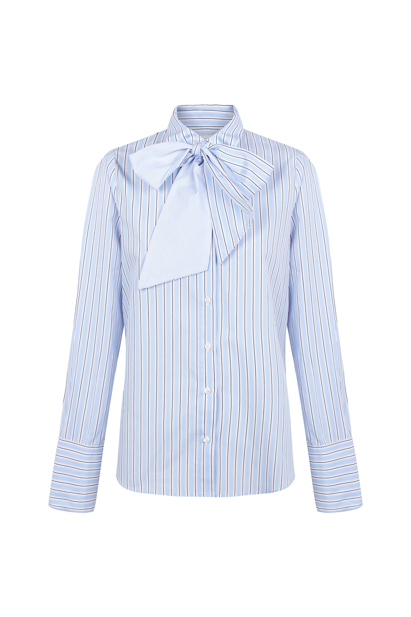 TFP by Tamara Falc&oacute; Striped shirt with bow or tie Blue