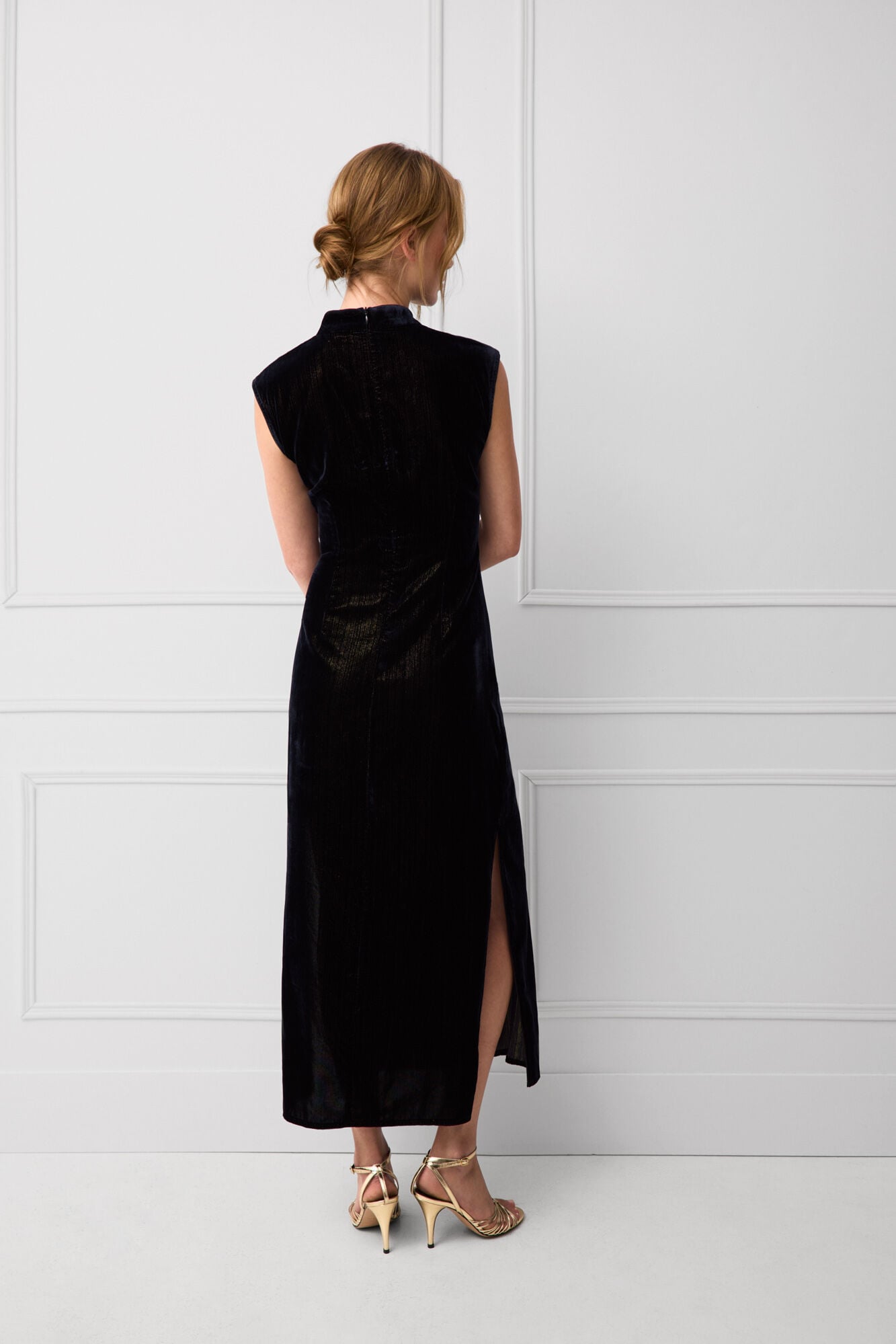 TFP by Tamara Falc&oacute; Oriental detail velvet dress Black