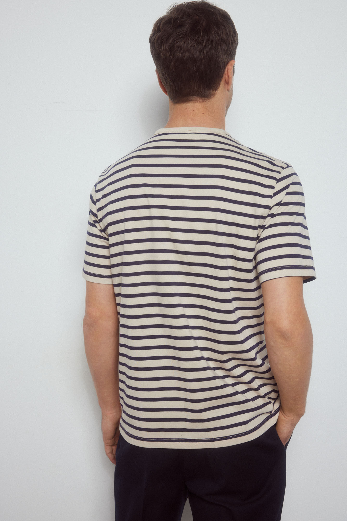 Pedro del Hierro Camiseta de rayas logo Azul