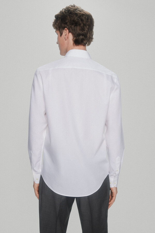 Pedro del Hierro camisa elegante popelina lisa non iron + antimanchas Branco