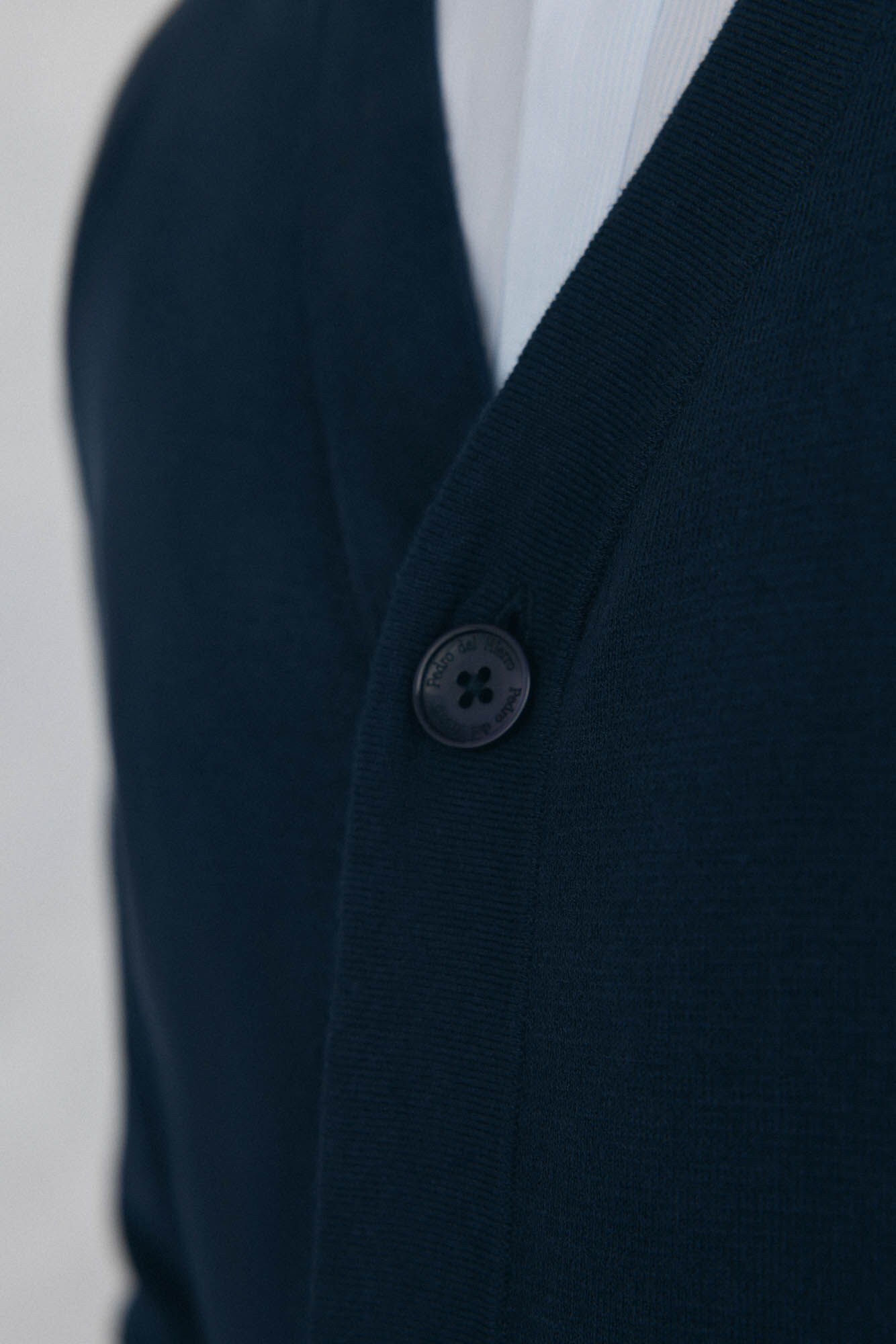 Pedro del Hierro Cotton knit jersey-knit with V neck and buttons Blue