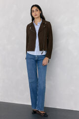 Pedro del Hierro suede biker jacket Brown