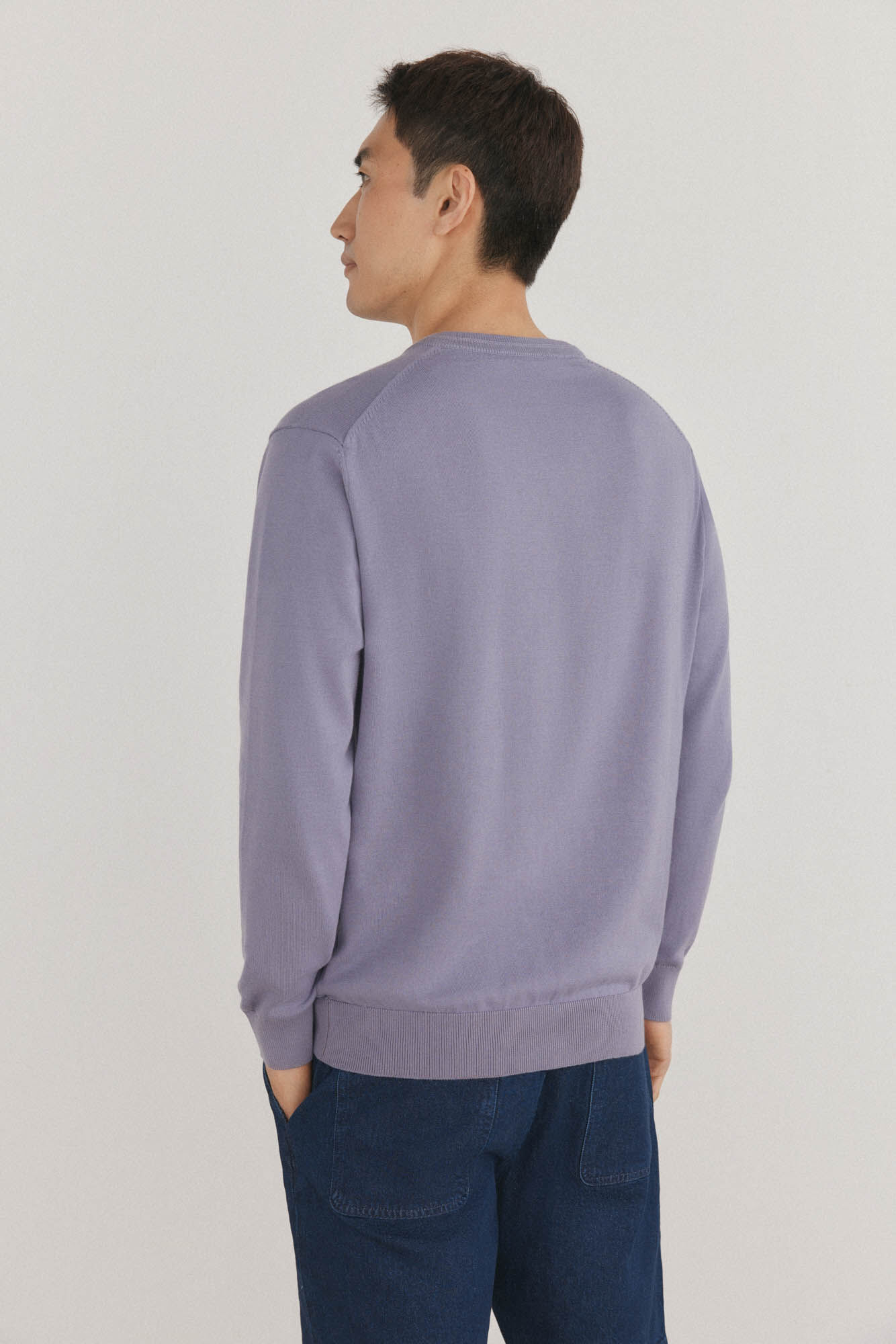 Pedro del Hierro Premium cotton fine jersey-knit V neck Purple