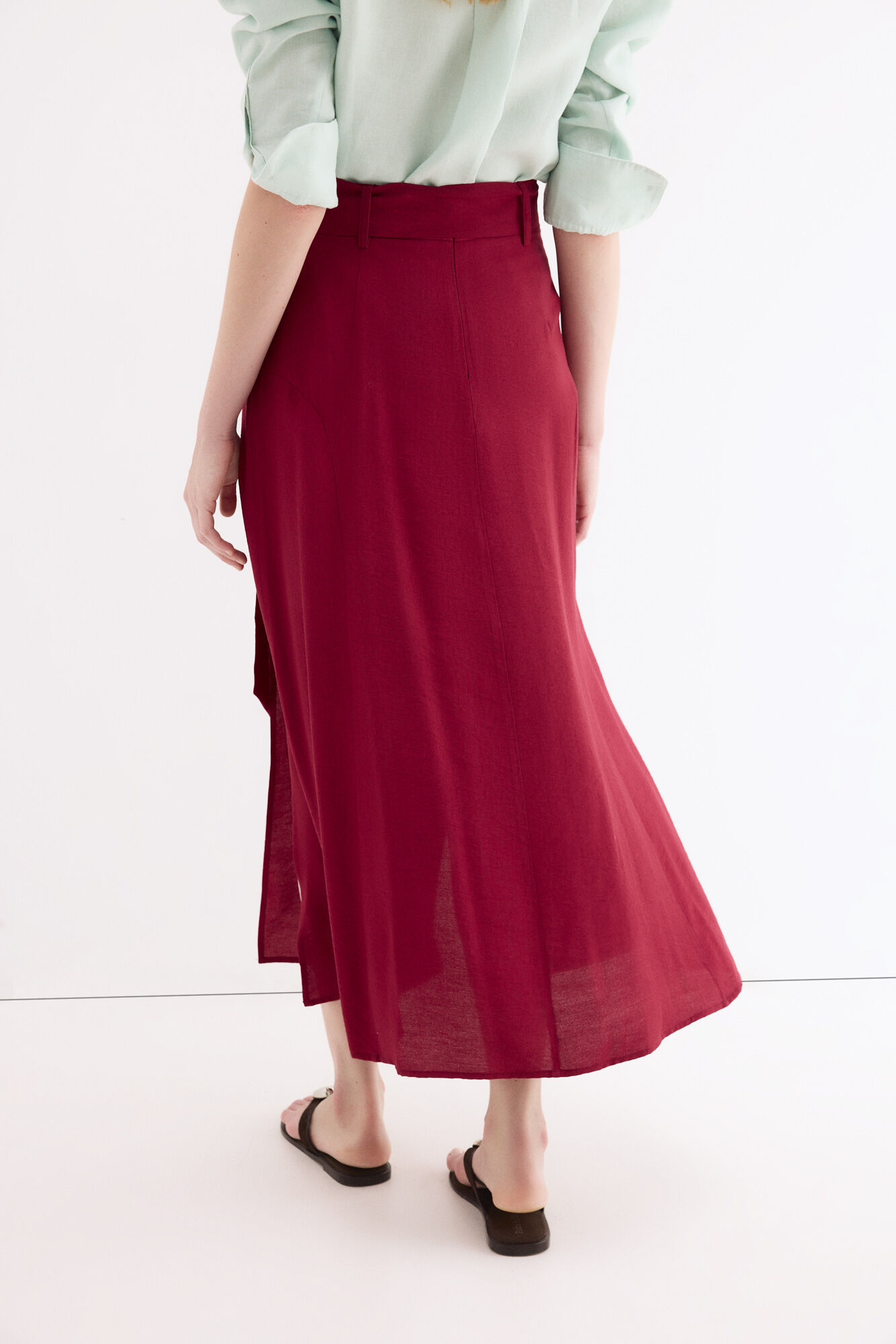 Pedro del Hierro Long slit skirt Burgundy