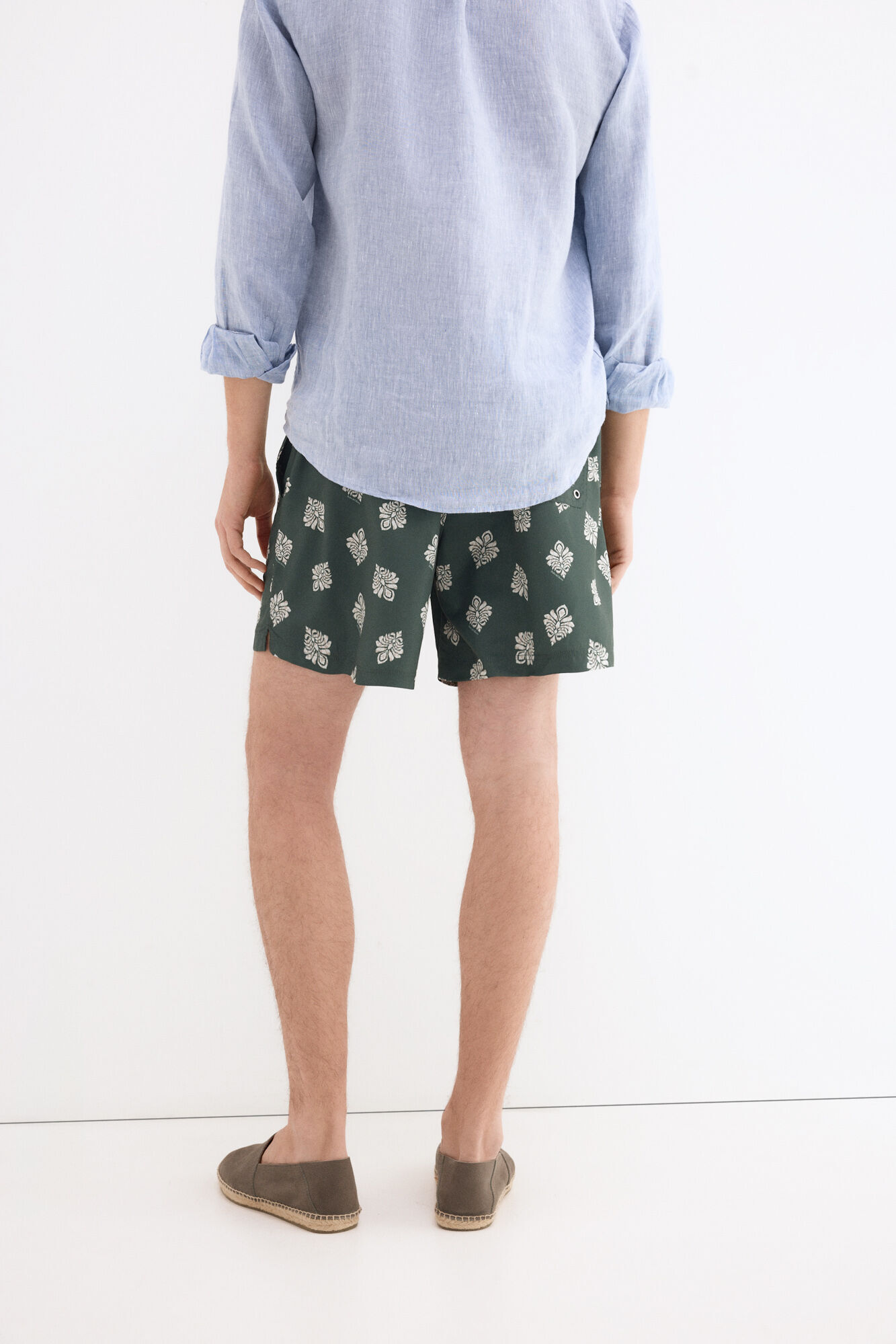 Pedro del Hierro Fato de banho estampado &eacute;tnico Verde
