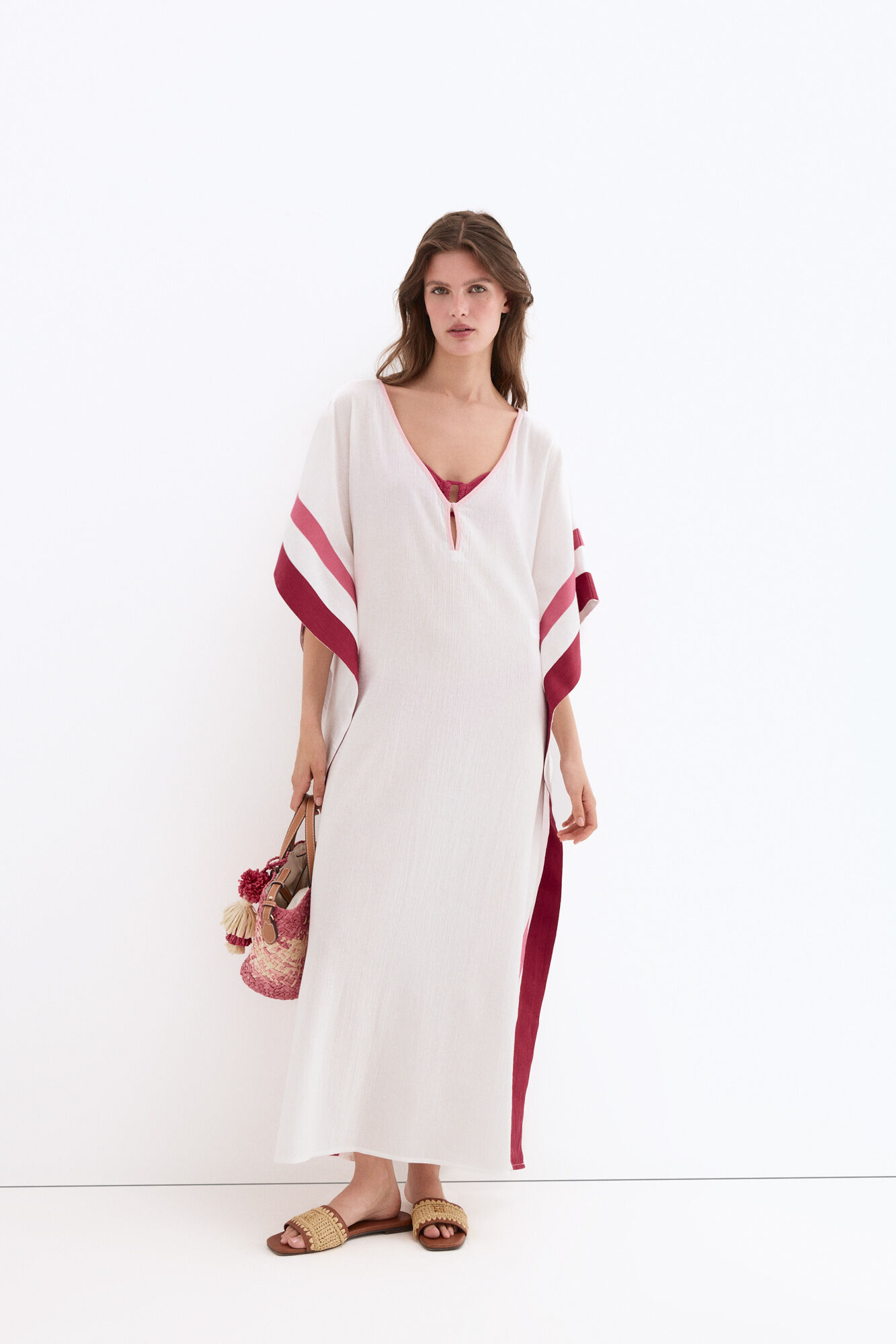 Pedro del Hierro Contrast kaftan White