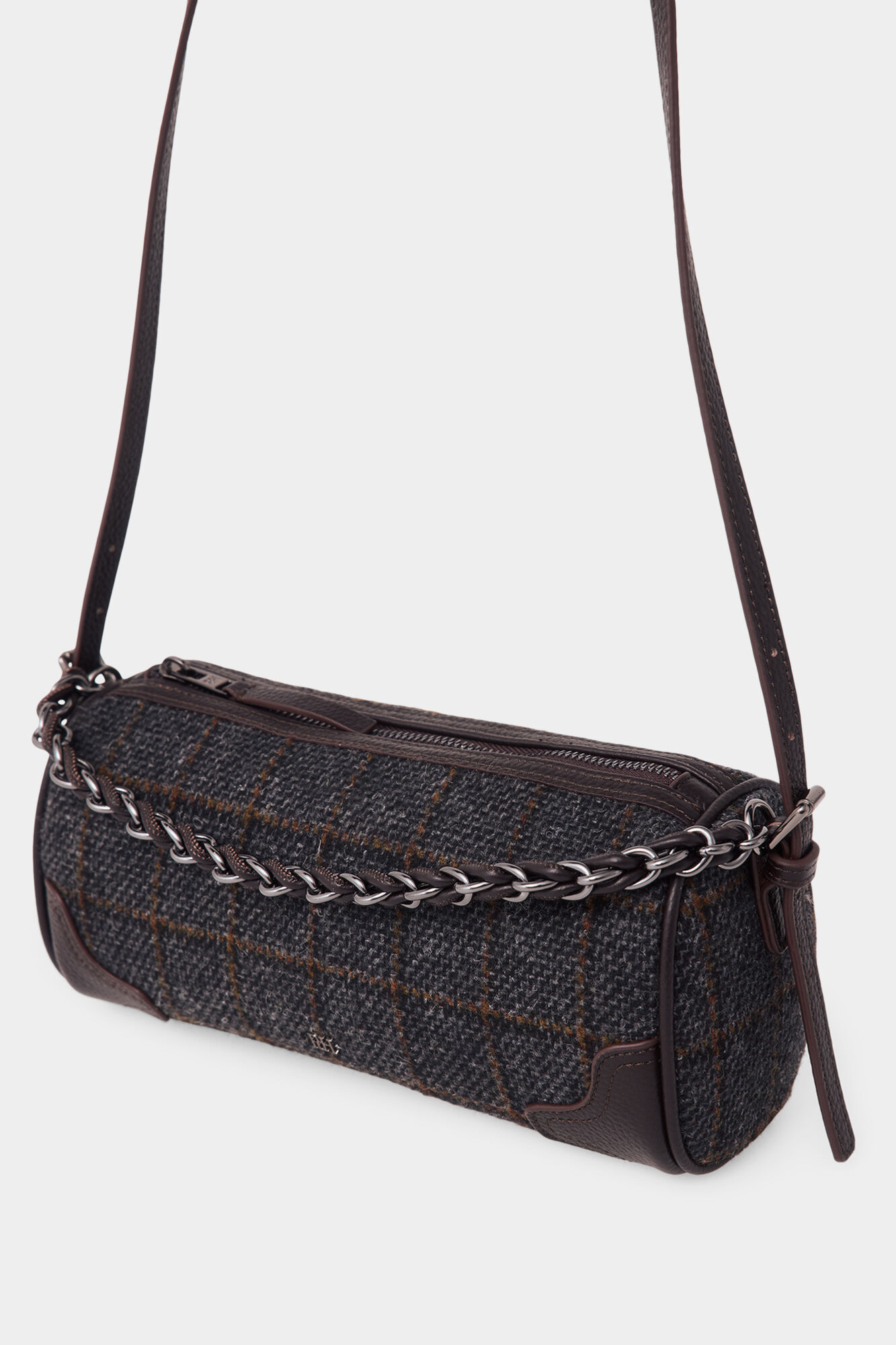 Pedro del Hierro Bolso mini cuadros Marr&oacute;n