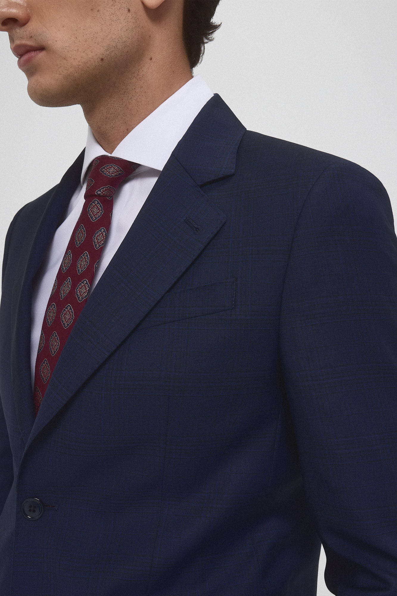 Pedro del Hierro American slim fit checked suit Blue