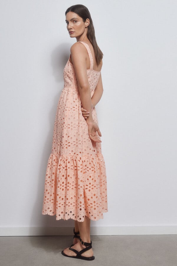 Pedro del Hierro Perforated cotton dress Pink