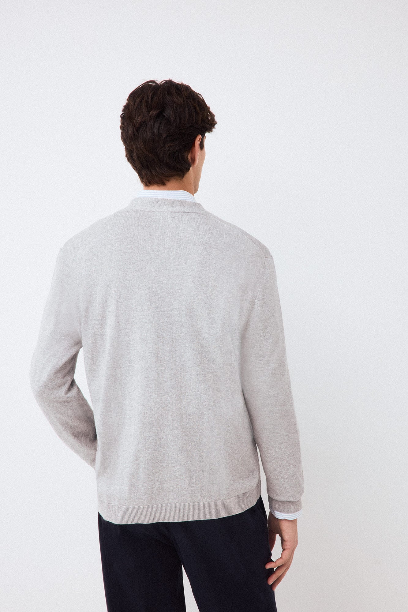 Pedro del Hierro Cotton knit V-neck button cardigan Grey
