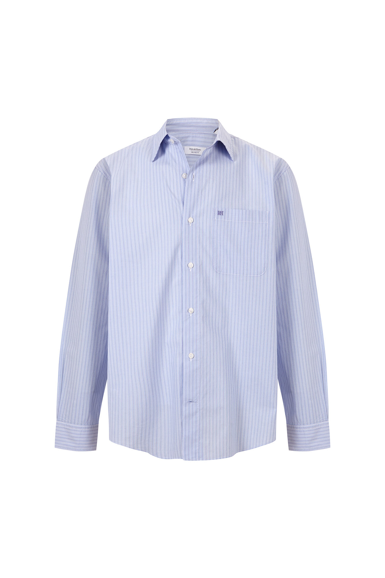 Pedro del Hierro Striped poplin relax fit shirt Blue