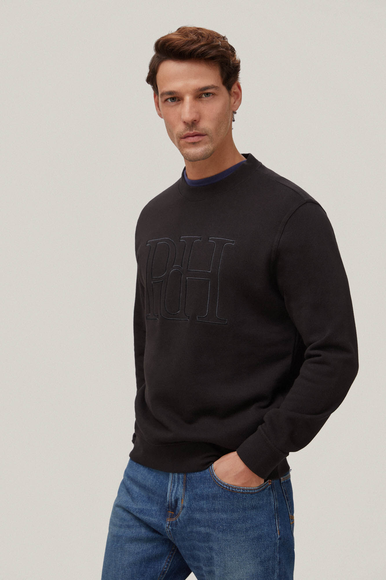 Pedro del Hierro Sudadera logo grande Negro