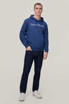 Pedro del Hierro Logo hooded sweatshirt Blue