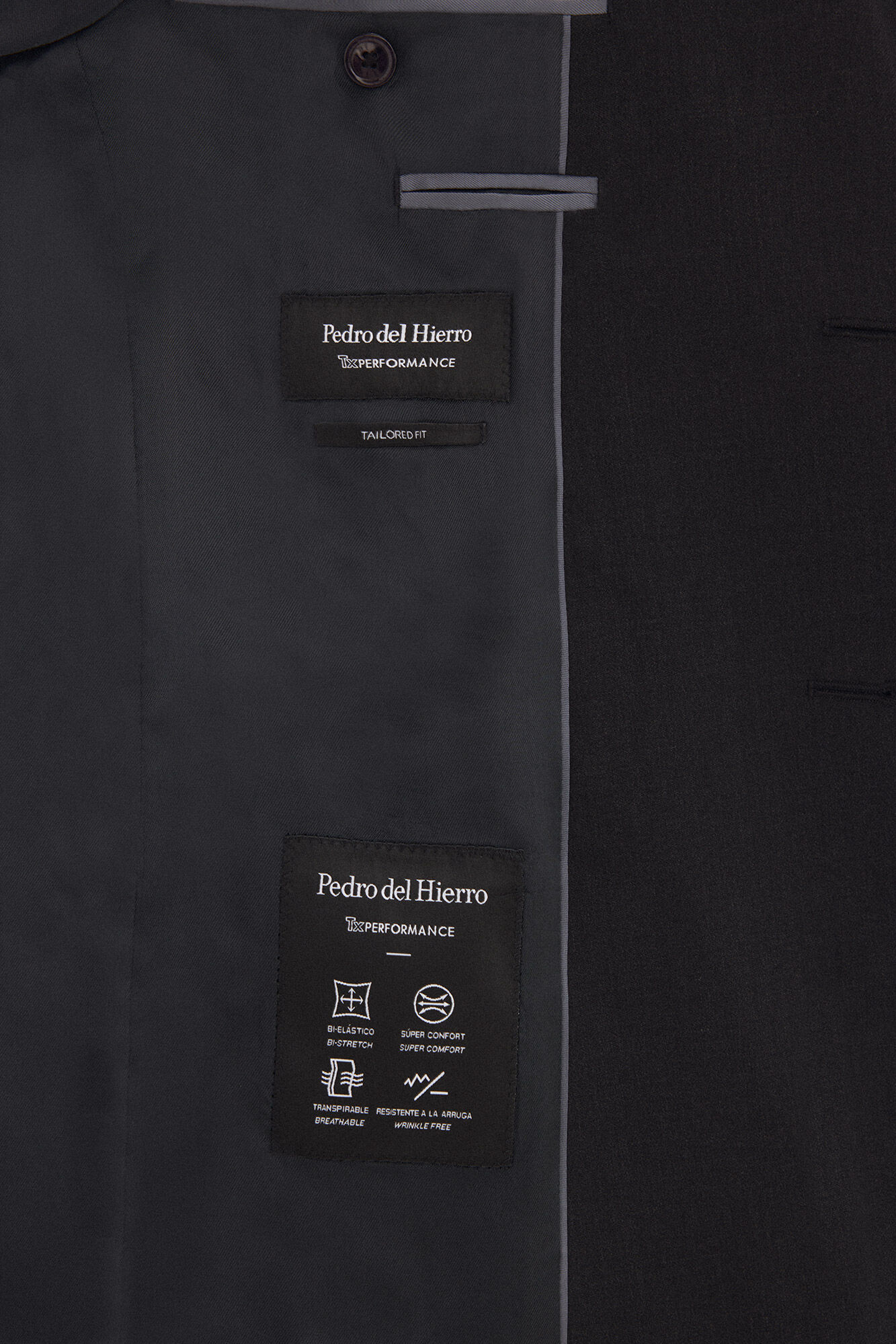 Pedro del Hierro Plain bi-stretch tailored blazer Grey