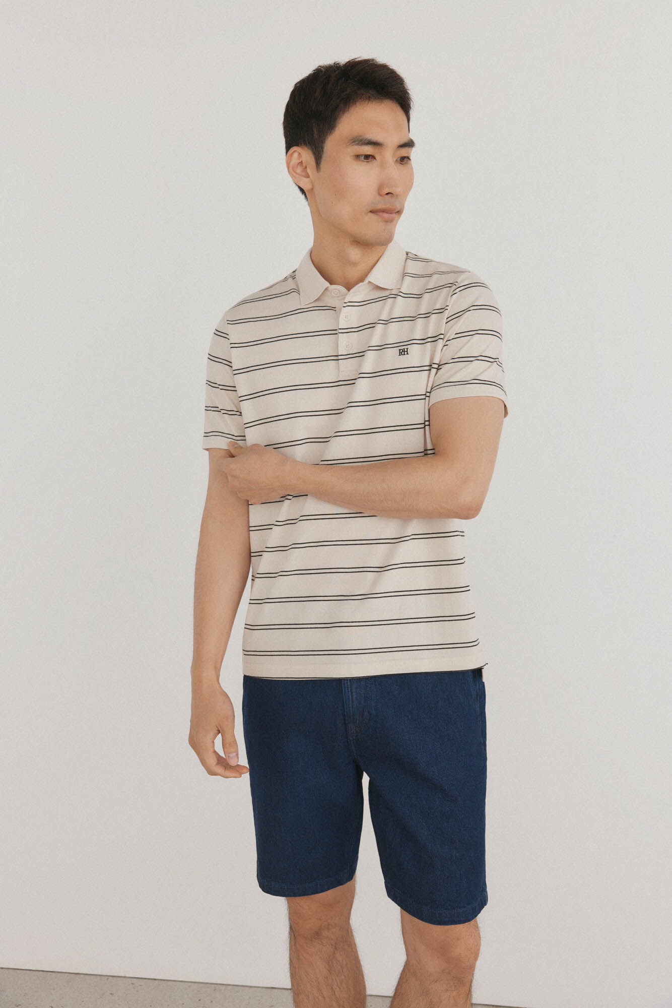 Pedro del Hierro Striped polo shirt Beige