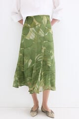 Pedro del Hierro Printed cut detail skirt Green