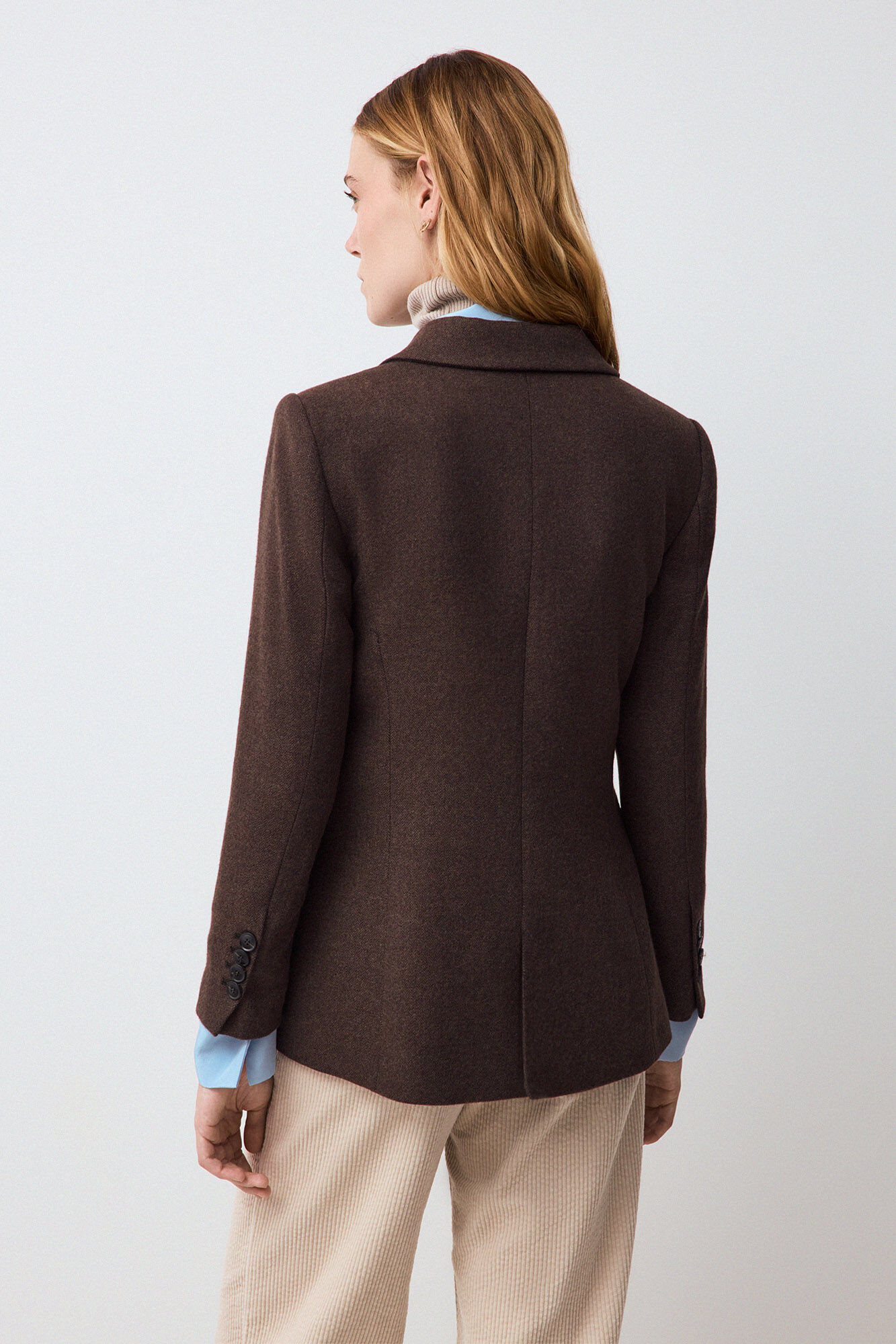 Pedro del Hierro Herringbone double-breasted blazer Brown
