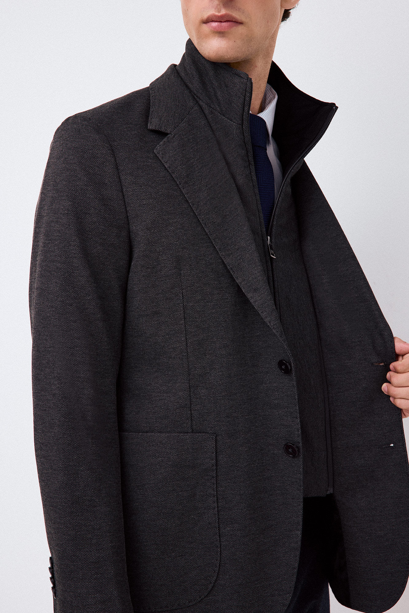 Pedro del Hierro Knit jacket with removable lining Grey